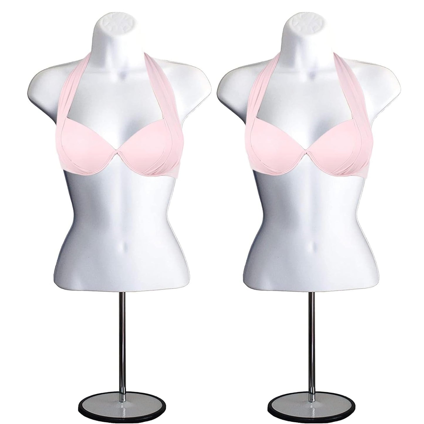 White Female Mannequin Torso W/Metal Base Body Mannequin Form 19" To 38" Height (Waist Long) For S-M Sizes