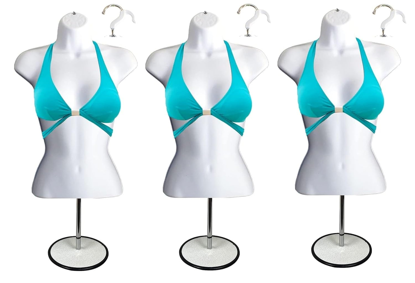 White Female Mannequin Torso W/Metal Base Body Mannequin Form 19" To 38" Height (Waist Long) For S-M Sizes