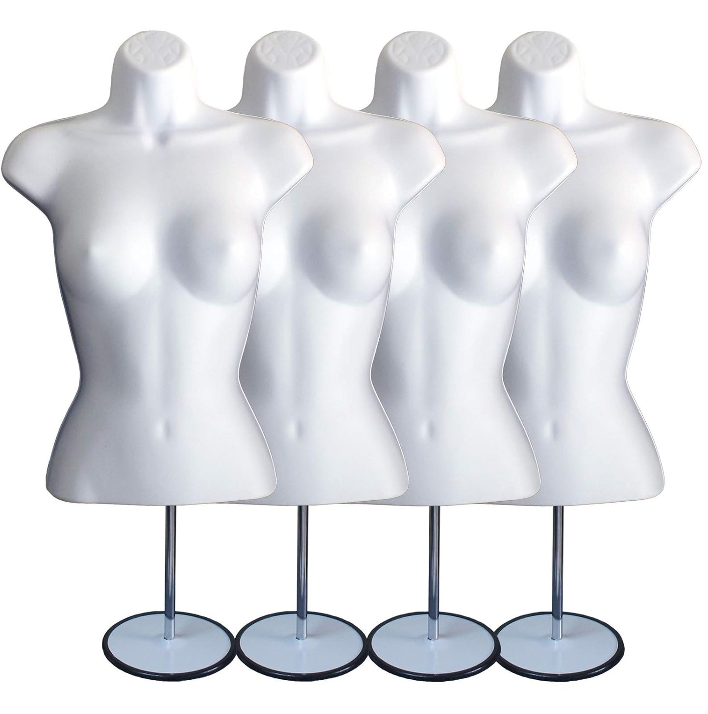 White Female Mannequin Torso W/Metal Base Body Mannequin Form 19" To 38" Height (Waist Long) For S-M Sizes