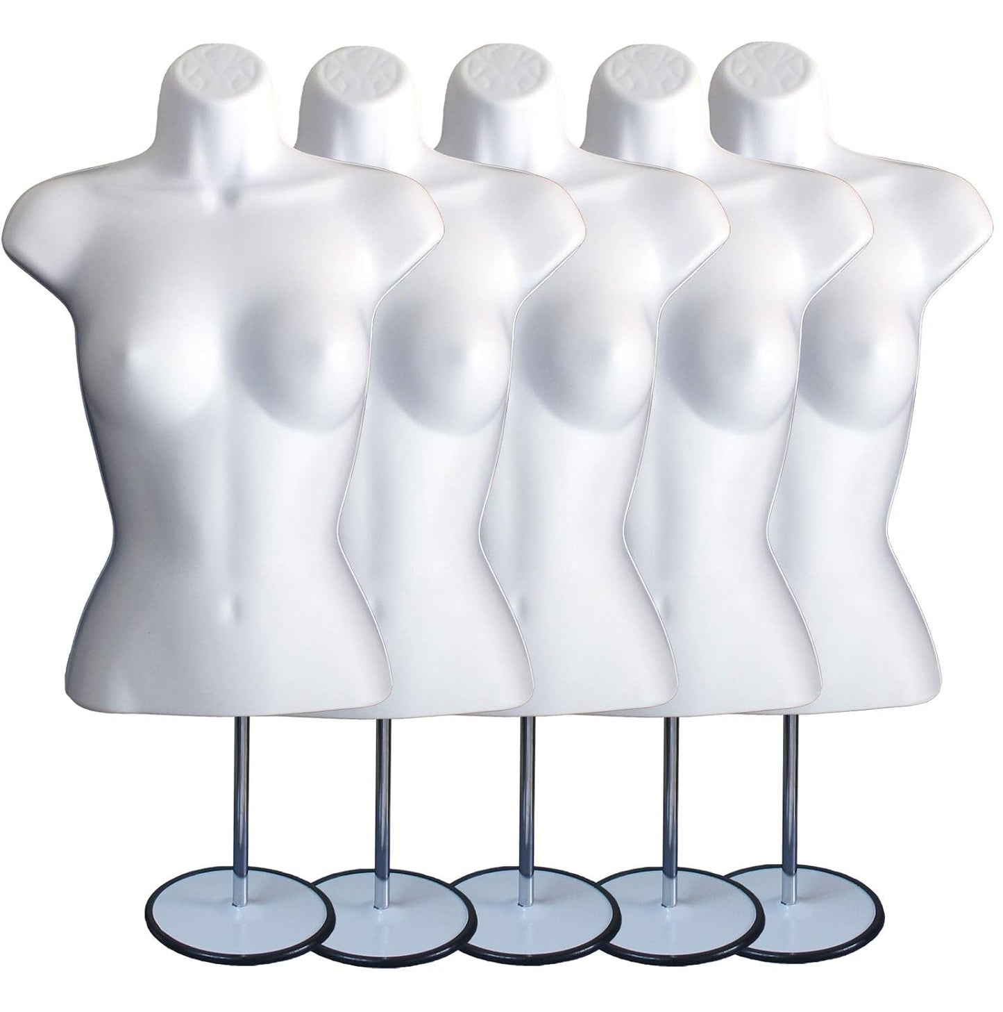 White Female Mannequin Torso W/Metal Base Body Mannequin Form 19" To 38" Height (Waist Long) For S-M Sizes
