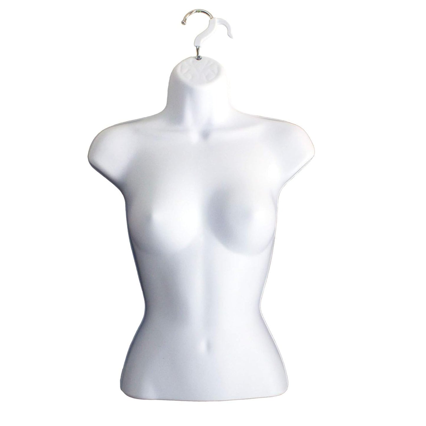 White Female Mannequin Torso W/Metal Base Body Mannequin Form 19" To 38" Height (Waist Long) For S-M Sizes