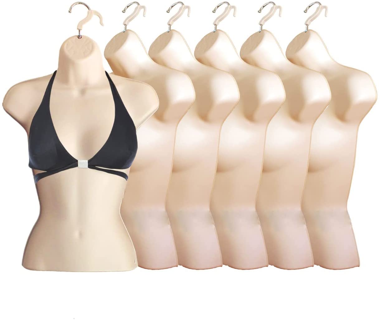 Flesh Female Hollow Back Mannequin Torso Set & Hanging Hook, S-M Sizes