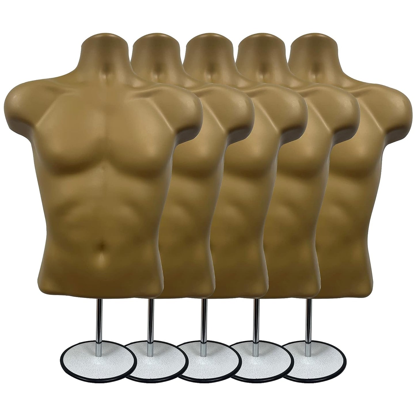 Male Mannequin Torso with Stand Dress Form Tshirt Display Countertop Hollow Back Body S-M Clothing Sizes Bronze