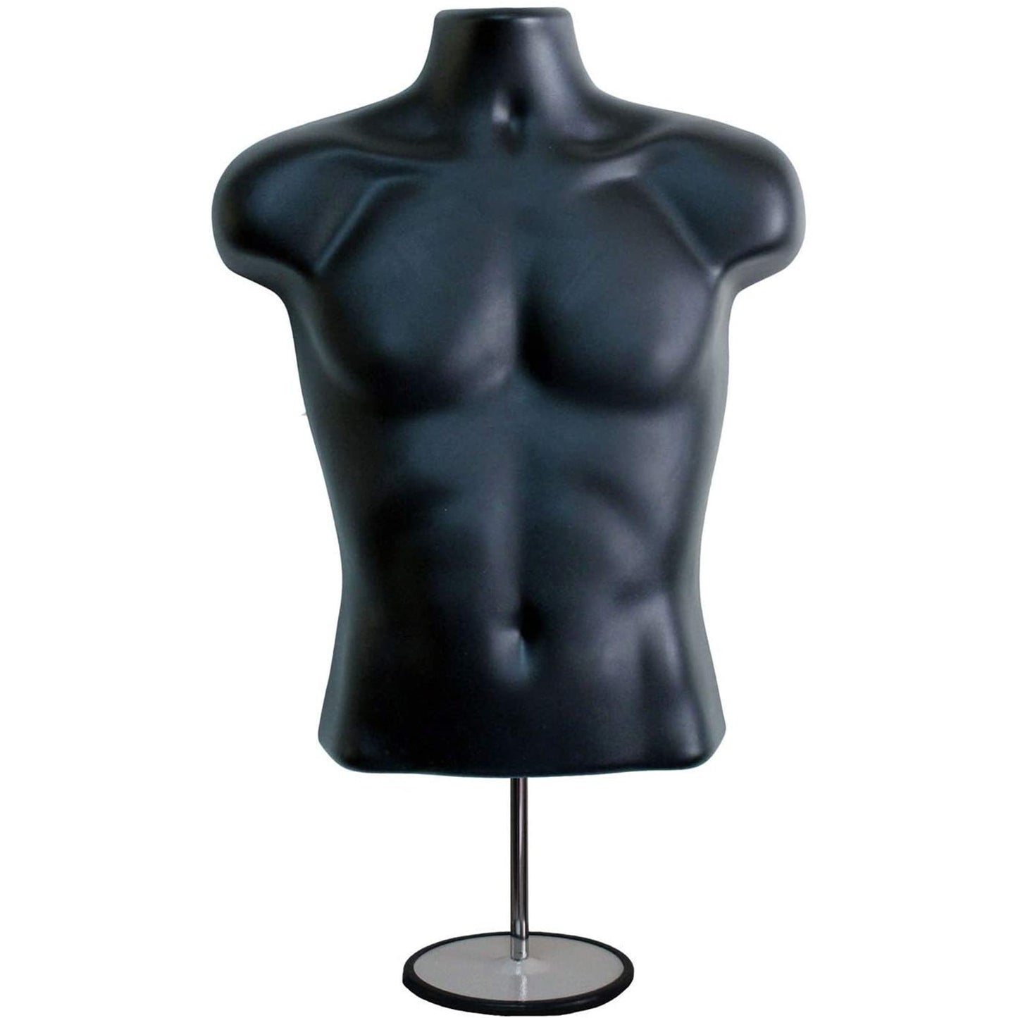 Male Mannequin Torso with Stand Dress Form Tshirt Display Countertop Hollow Back Body S-M Clothing Sizes Black