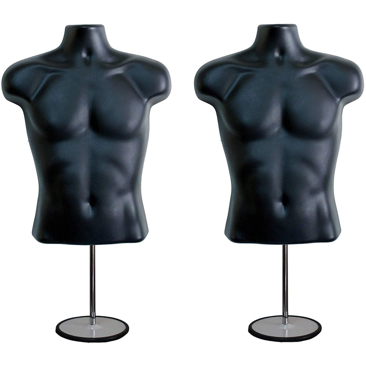 Male Mannequin Torso with Stand Dress Form Tshirt Display Countertop Hollow Back Body S-M Clothing Sizes Black