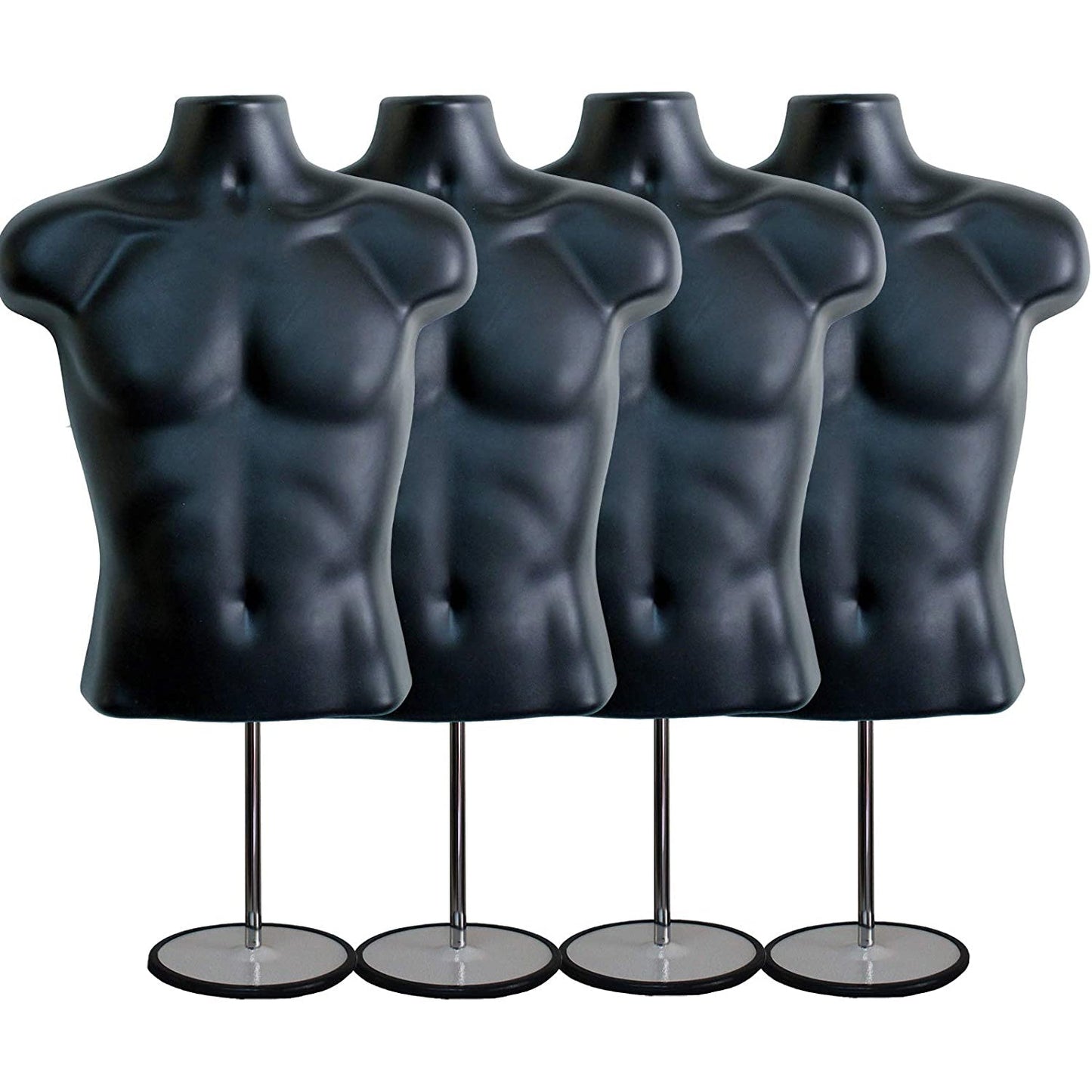 Male Mannequin Torso with Stand Dress Form Tshirt Display Countertop Hollow Back Body S-M Clothing Sizes Black