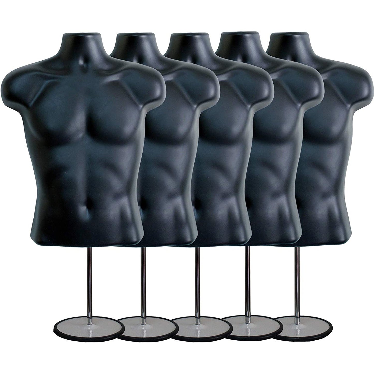 Male Mannequin Torso with Stand Dress Form Tshirt Display Countertop Hollow Back Body S-M Clothing Sizes Black