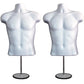 Male Mannequin Torso with Stand Dress Form Tshirt Display Countertop Hollow Back Body with Metal Pole & Hanging Hook S-M Clothing Sizes White