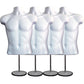 Male Mannequin Torso with Stand Dress Form Tshirt Display Countertop Hollow Back Body with Metal Pole & Hanging Hook S-M Clothing Sizes White