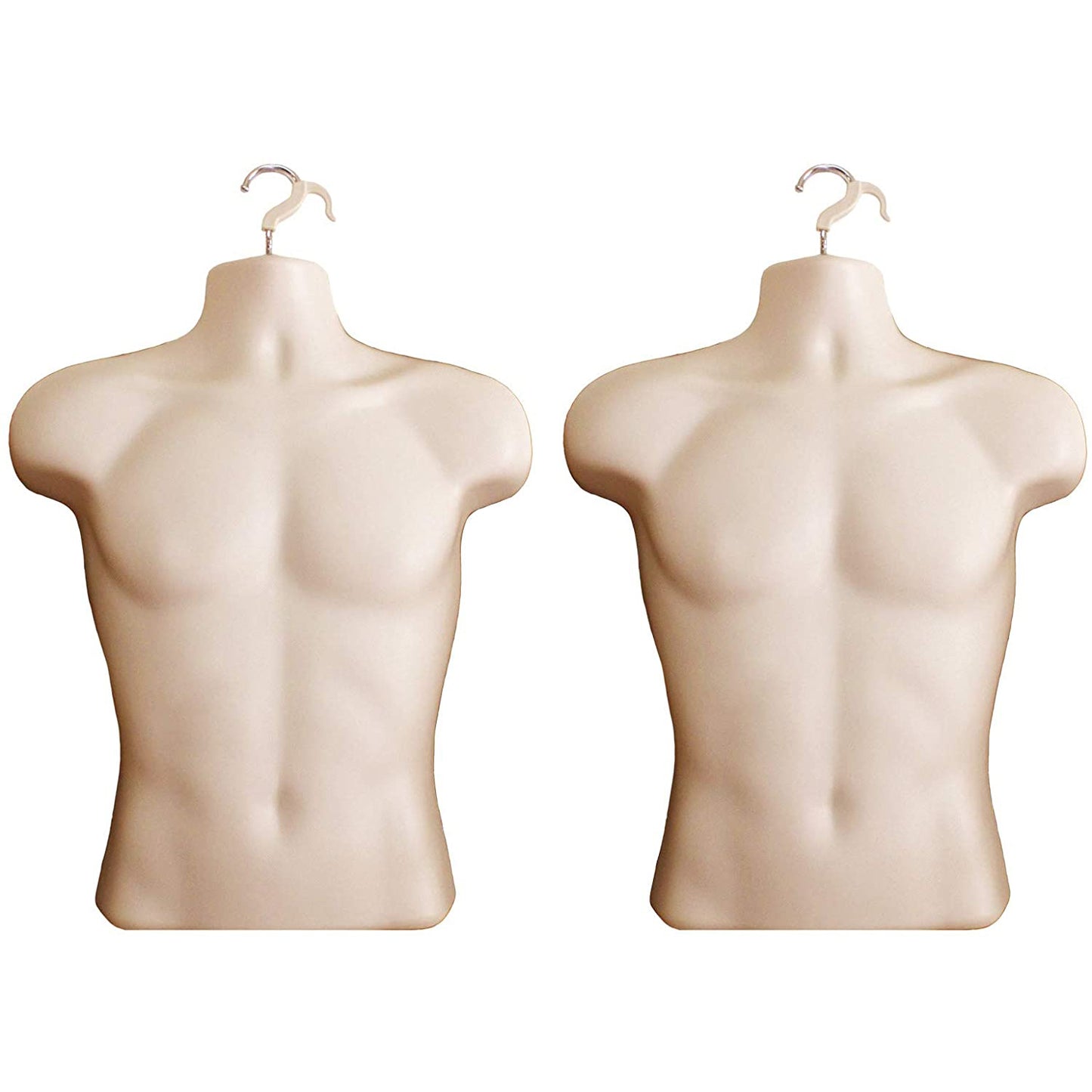 Flesh Male Mannequin Hollow Back Body Torso Dress Form & Hanging Hook, S-M Sizes (1 Pack, Flesh)