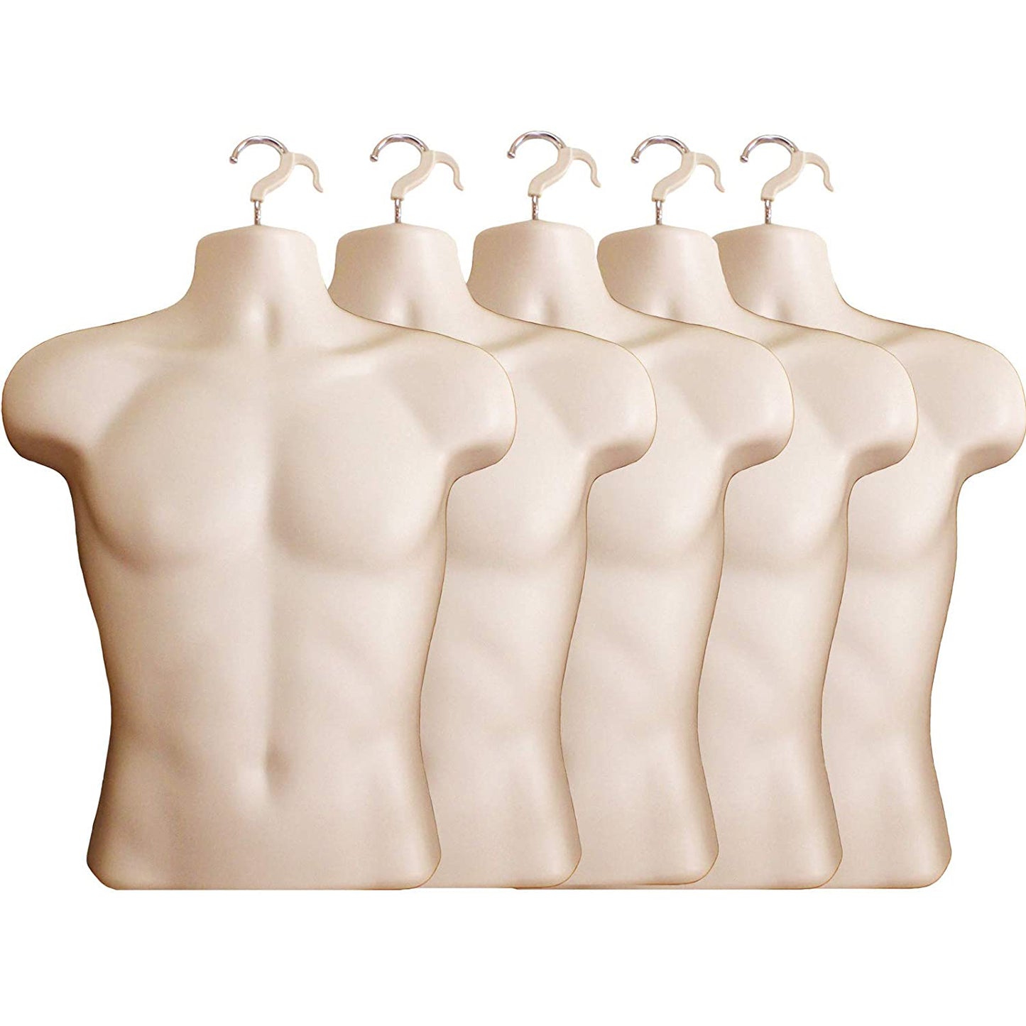 Flesh Male Mannequin Hollow Back Body Torso Dress Form & Hanging Hook, S-M Sizes (1 Pack, Flesh)