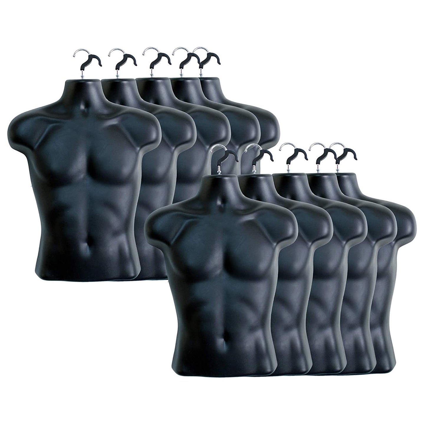Male Mannequin Torso, Plastic Dress Body Form T-shirt Display Hanging Hollow Back Body S-M Clothing Sizes (Black)
