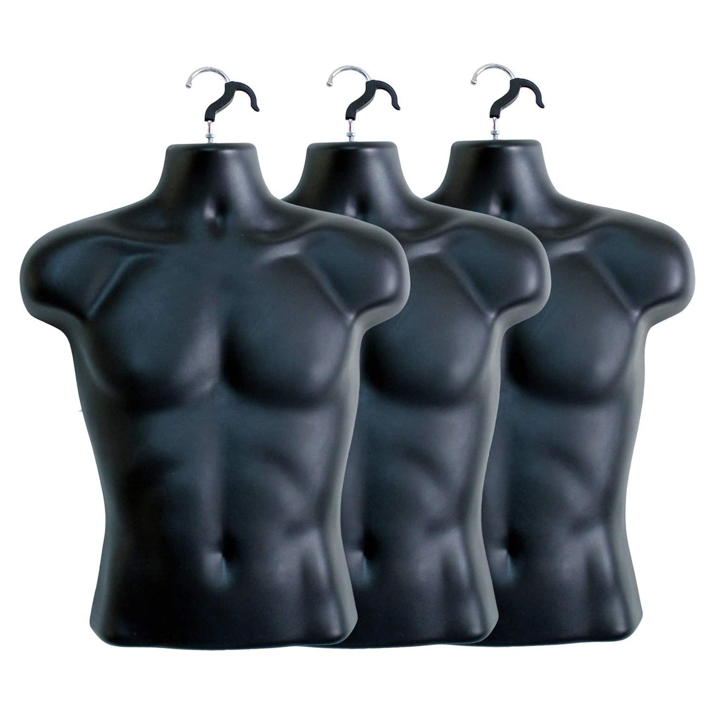 Male Mannequin Torso, Plastic Dress Body Form T-shirt Display Hanging Hollow Back Body S-M Clothing Sizes (Black)