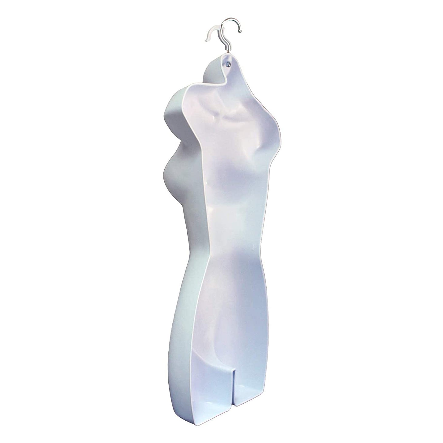 White Female Mannequin Hip Long Hollow Back Body Torso Dress Form & Hanging Hook, S-M Sizes (1)