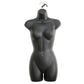 Black Female Mannequin Hip Long Hollow Back Body Torso Dress Form & Hanging Hook, S-M Sizes