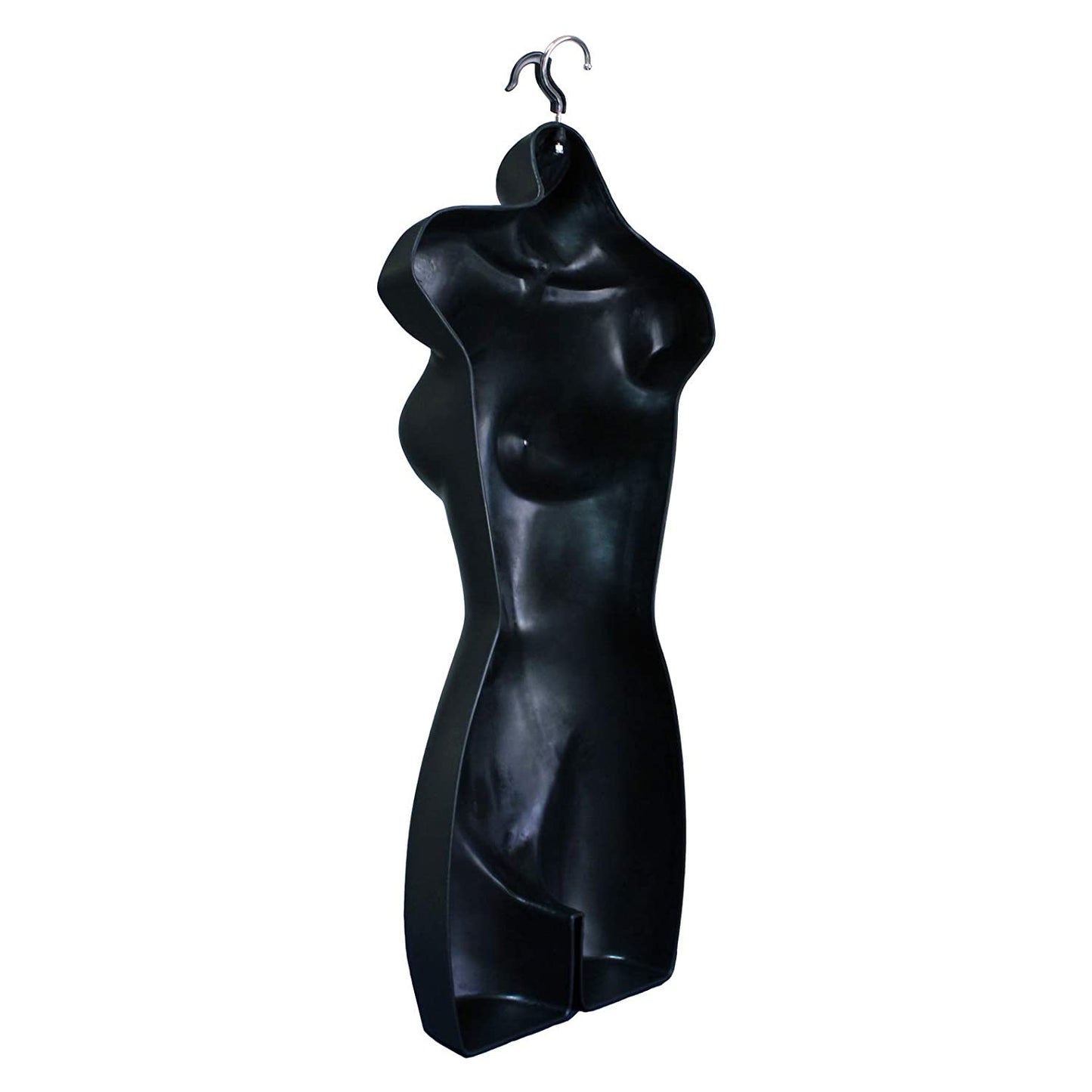 Black Female Mannequin Hip Long Hollow Back Body Torso Dress Form & Hanging Hook, S-M Sizes