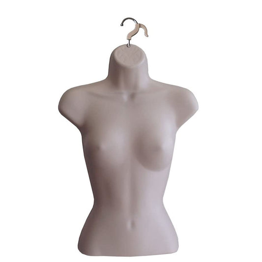 Flesh Female Hollow Back Mannequin Torso Set & Hanging Hook, S-M Sizes