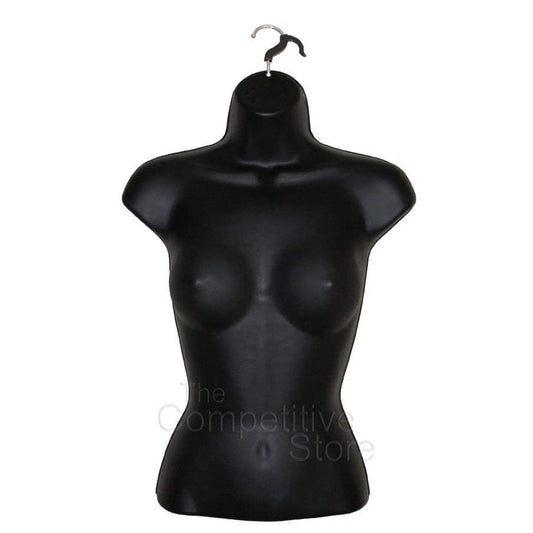 DisplayTown Mannequin Form Black Female Torso (Hard Plastic/Waist Long) with Hook for Hanging