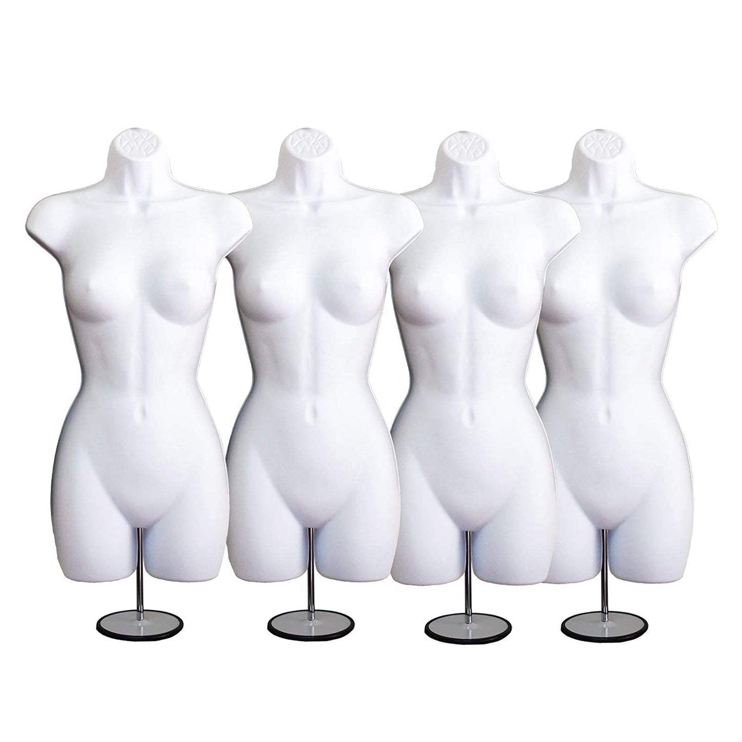 White Female Mannequin Hip Long Hollow Back Body Torso Set w/Metal Stand with Metal Pole & Hanging Hook, S-M Size