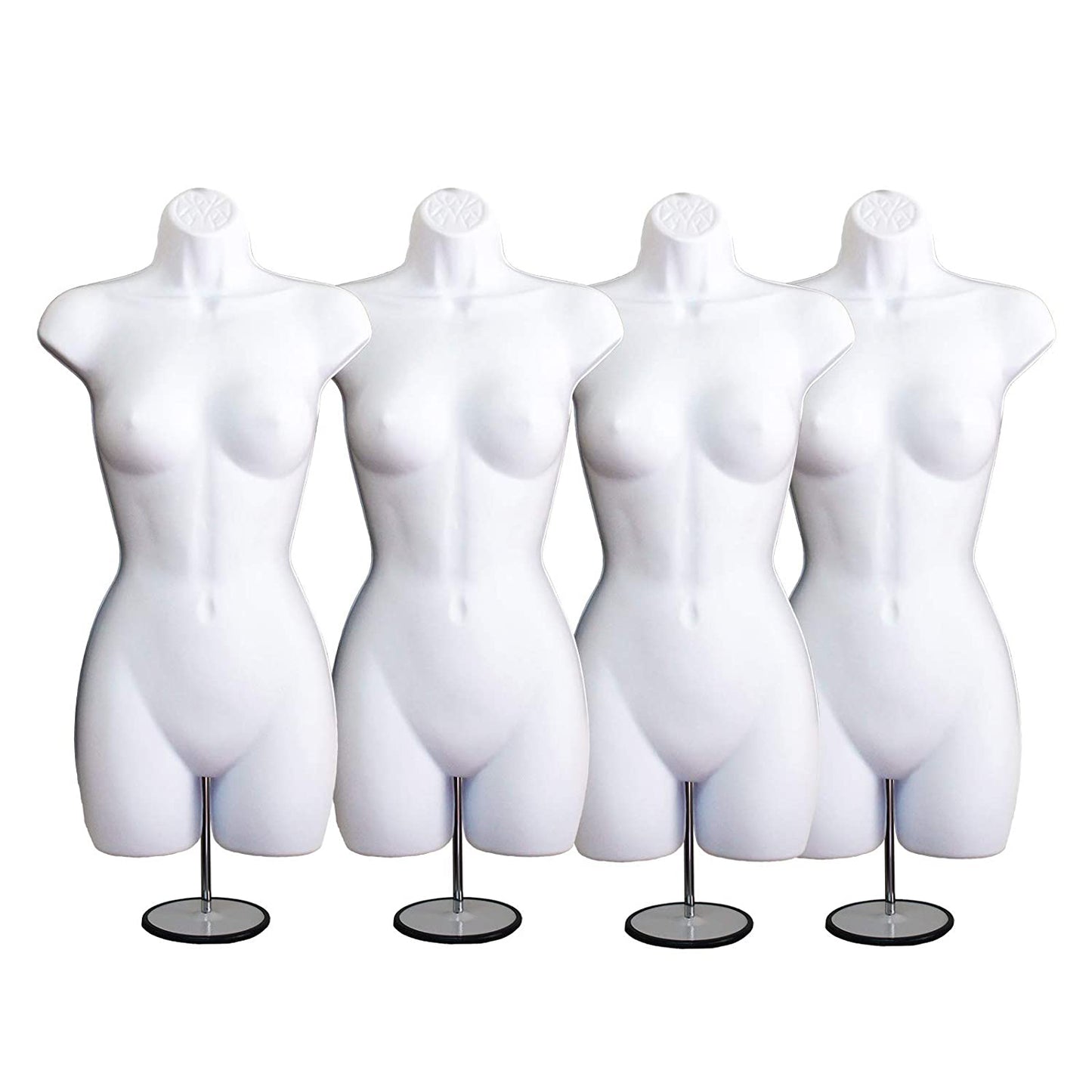 White Female Mannequin Hip Long Hollow Back Body Torso Set w/Metal Stand with Metal Pole & Hanging Hook, S-M Size