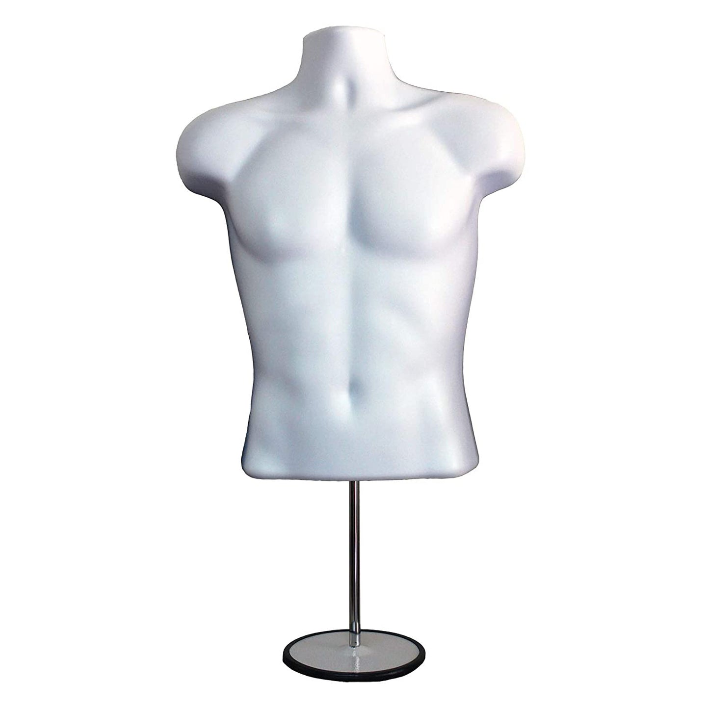 DisplayTown Mannequin Forms Male and Female Torso with Metal Stand and Hook for Hanging Pants, Waist Long, White