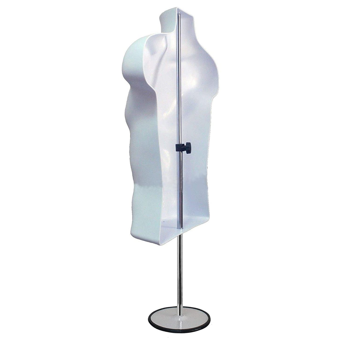 DisplayTown Mannequin Forms Male and Female Torso with Metal Stand and Hook for Hanging Pants, Waist Long, White