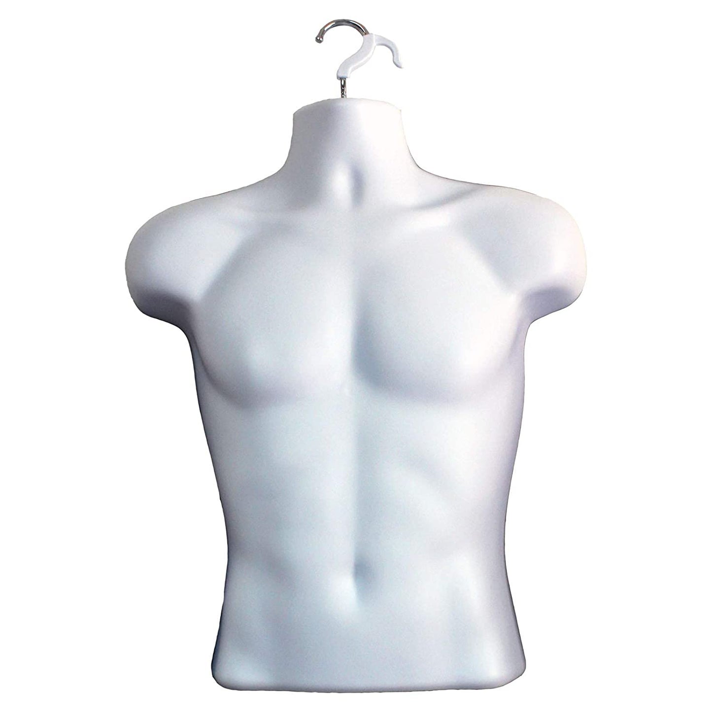 DisplayTown Mannequin Forms Male and Female Torso with Metal Stand and Hook for Hanging Pants, Waist Long, White