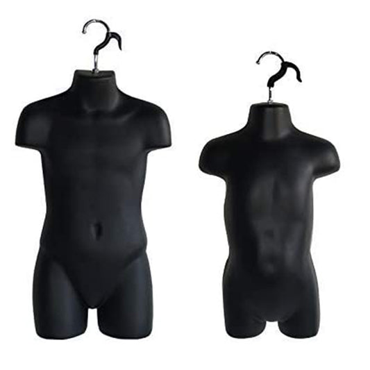 DisplayTown Toddler and Child Mannequin Forms Set Use with Boys and Girls Clothing 18MO-7 Kid Sizes, Black