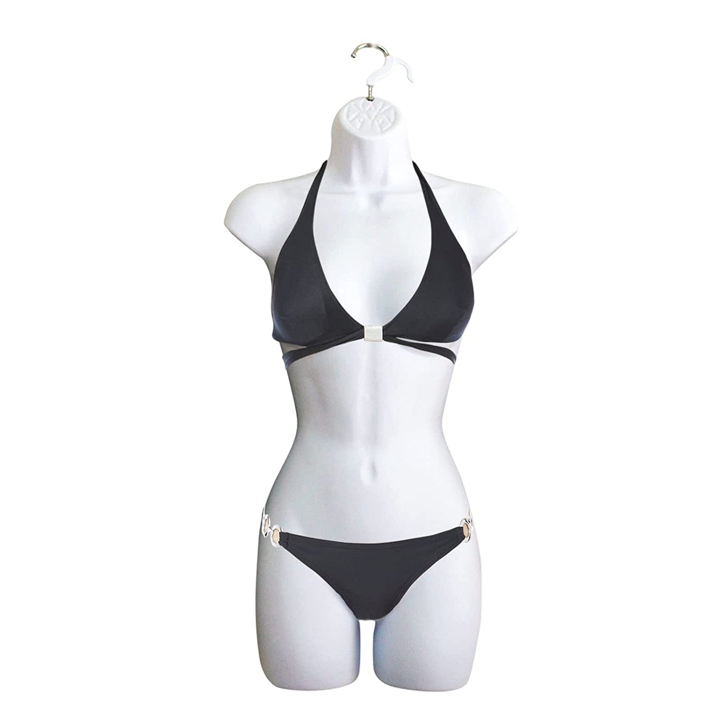 3 Pack – White Black Flesh Female Mannequin Set Hip Long Hollow Back Body Torso Set with Hanging Hooks, S-M Sizes