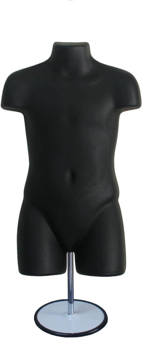 Child Mannequin Torso, Dress Form Hollow Back Body, with Metal Stand for Table Top or Hanging for Size 5T-7