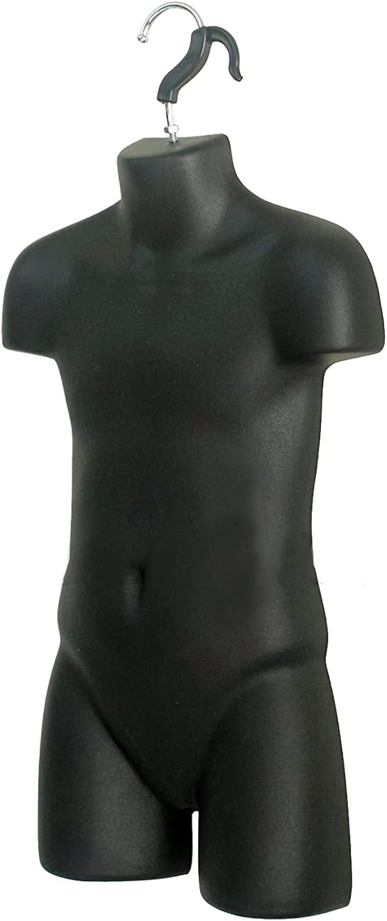 Child Mannequin Torso, Dress Form Hollow Back Body, with Metal Stand for Table Top or Hanging for Size 5T-7