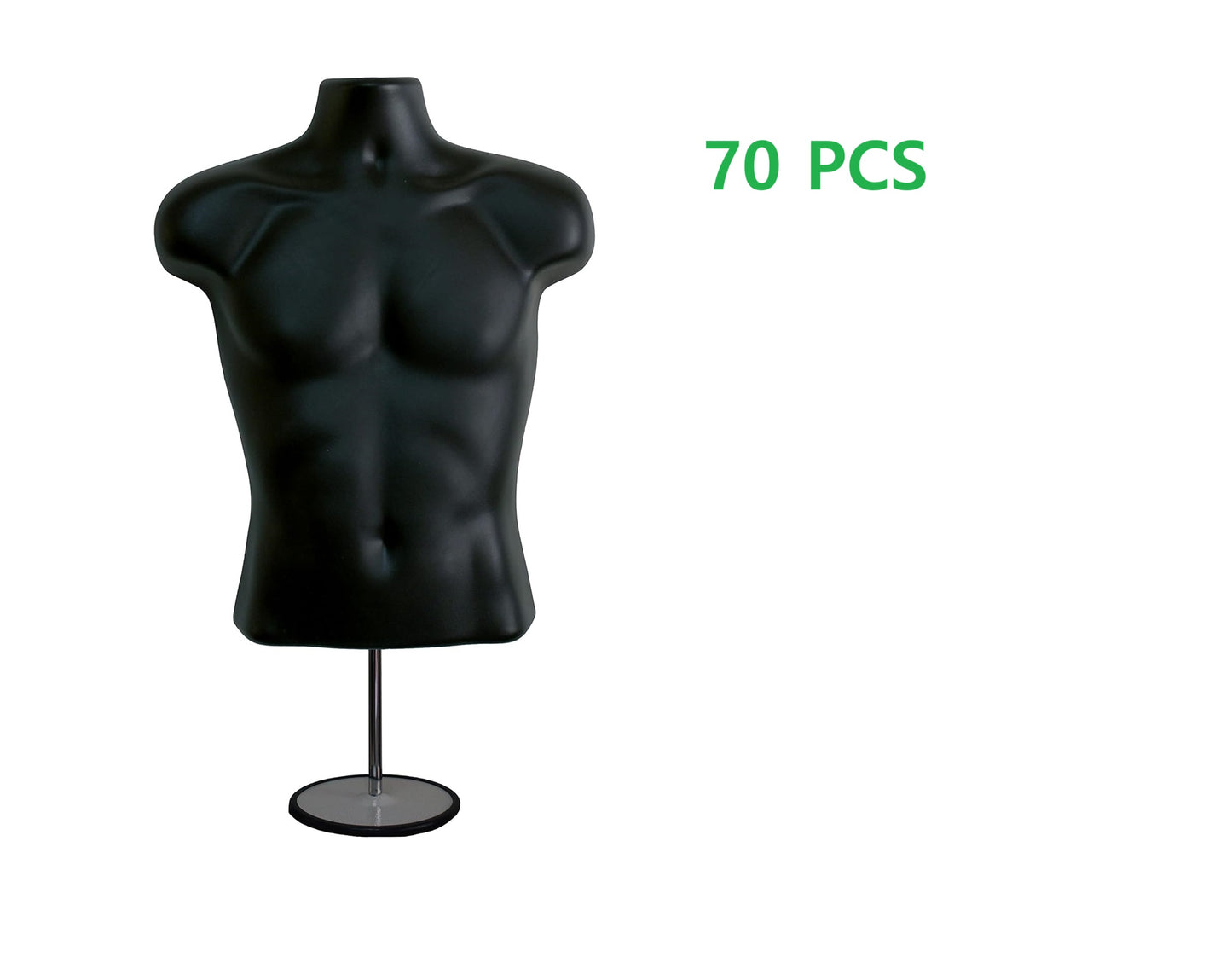 Male Mannequin Torso with Stand Dress Form Tshirt Display Countertop Hollow Back Body S-M Clothing Sizes Black