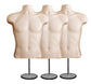 Male Mannequin Torso with Stand Dress Form Tshirt Display Countertop Hollow Back Body S-M Clothing Sizes Flesh