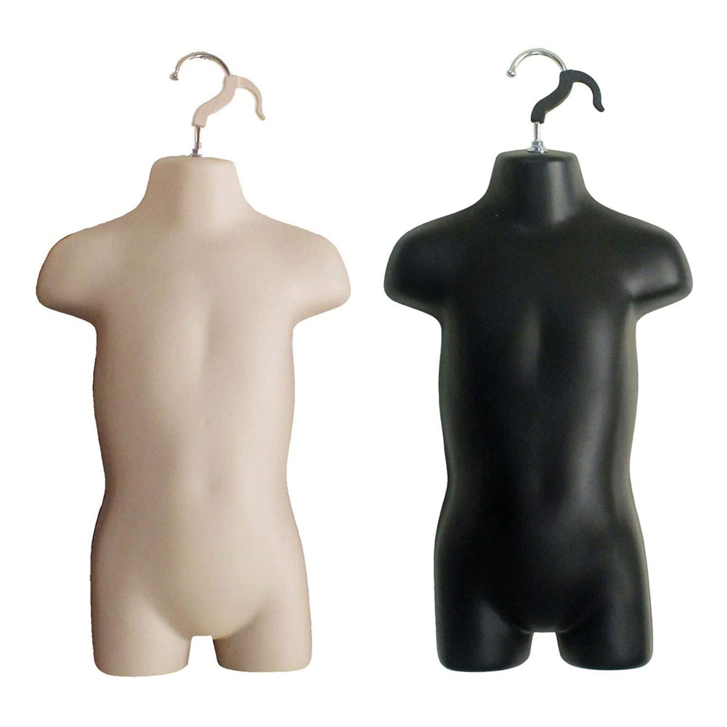 Black Toddler + Flesh Toddler Hollow Back Mannequin Torso Set & Hanging Hook