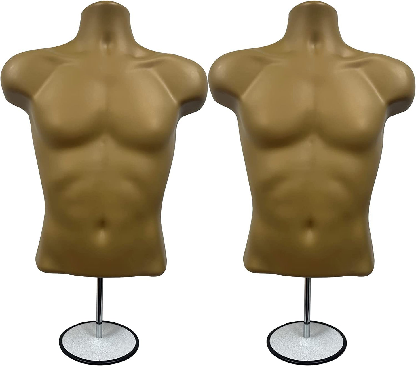 Male Mannequin Torso with Stand Dress Form Tshirt Display Countertop Hollow Back Body S-M Clothing Sizes Bronze