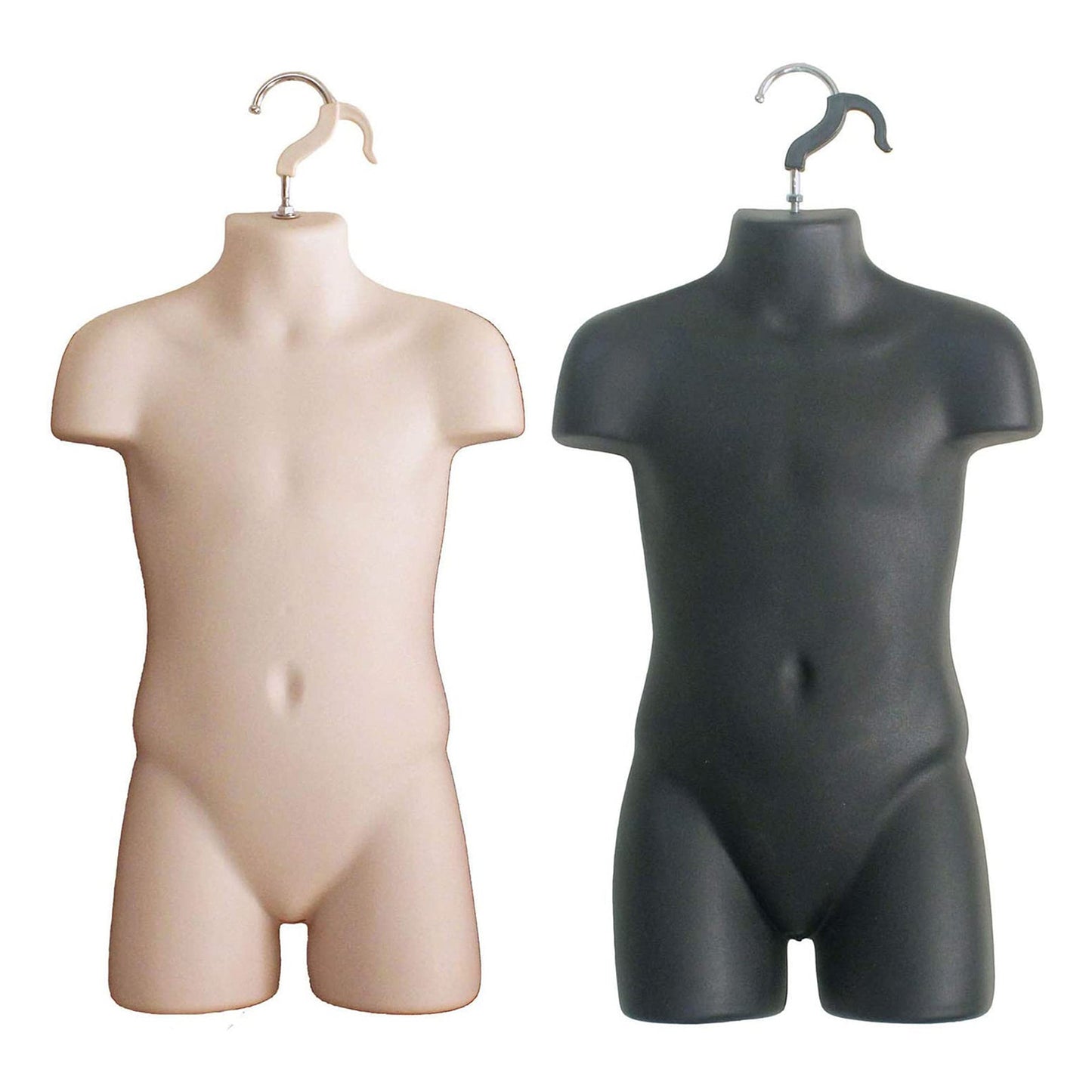 Male + Female Mannequin Torsos FLESH + 2 Stands + 2 Hooks for Hanging