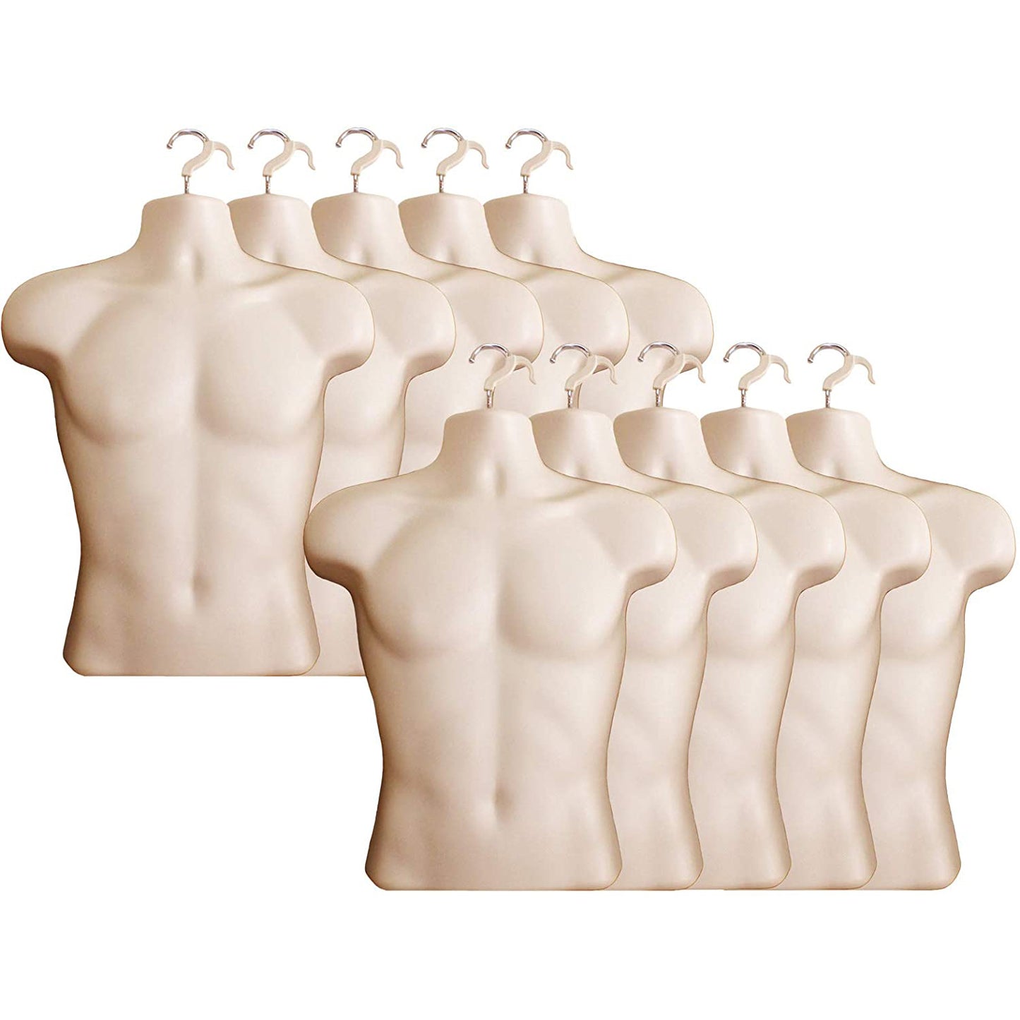 Flesh Male Mannequin Hollow Back Body Torso Dress Form & Hanging Hook, S-M Sizes (1 Pack, Flesh)