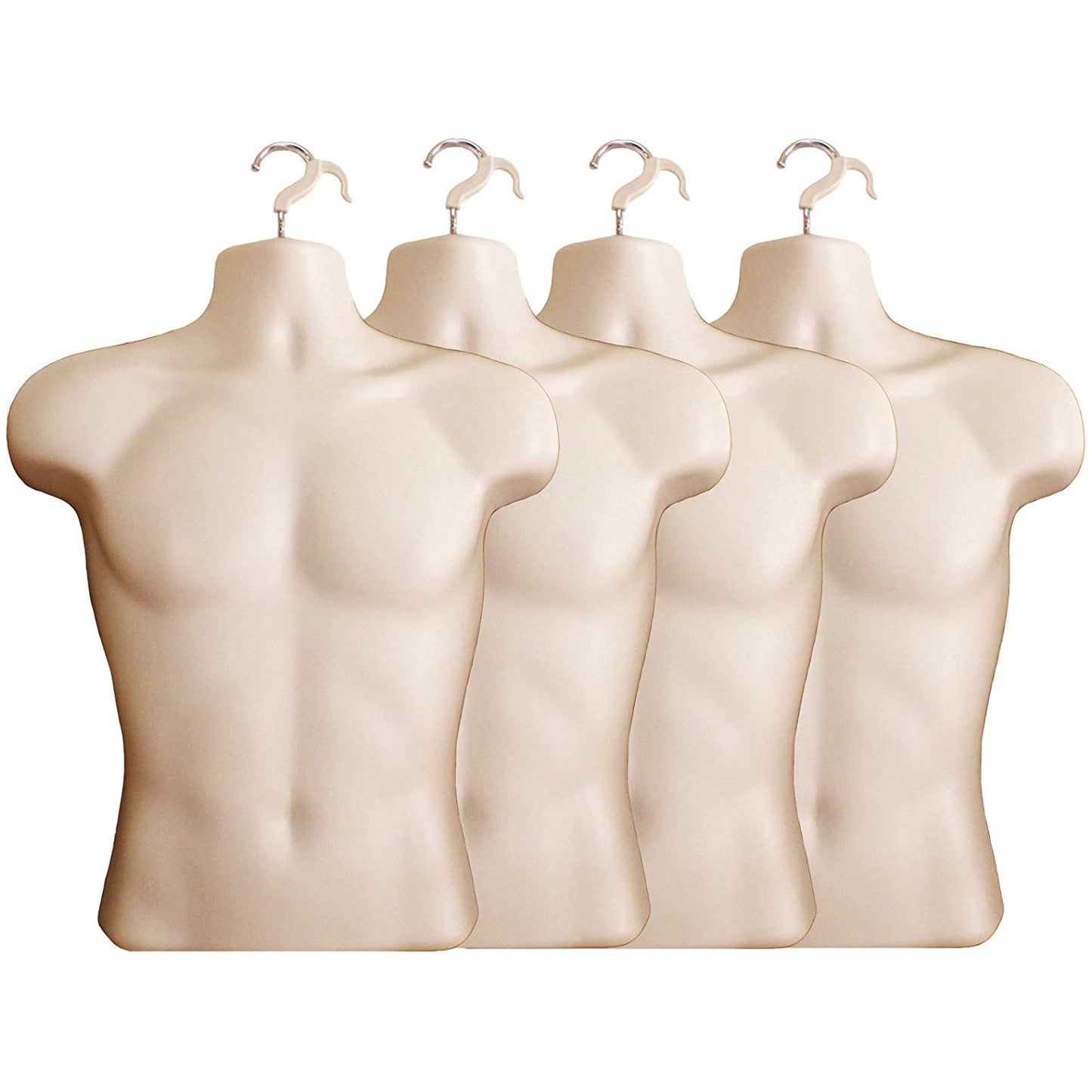 Flesh Male Mannequin Hollow Back Body Torso Dress Form & Hanging Hook, S-M Sizes (1 Pack, Flesh)