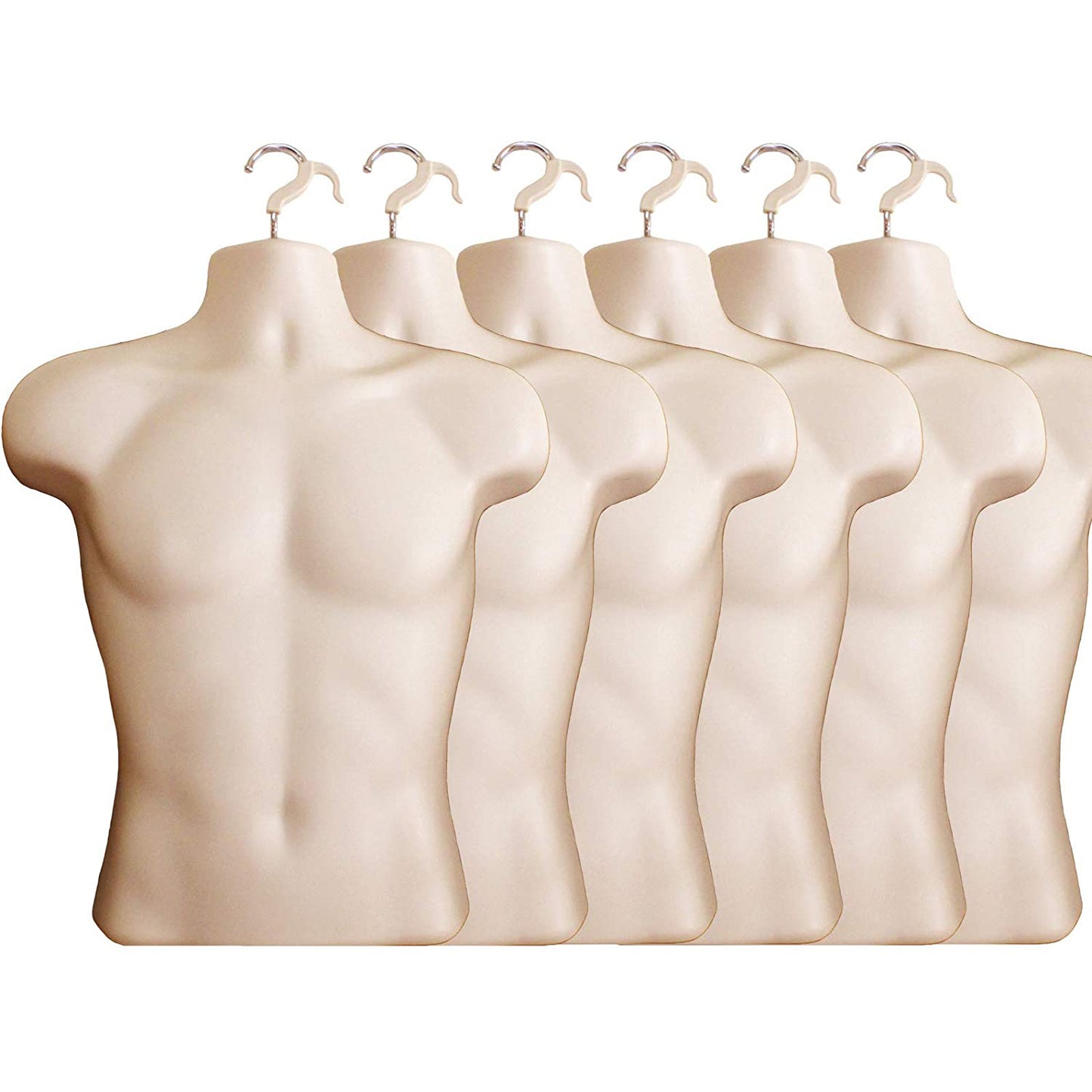 Flesh Male Mannequin Hollow Back Body Torso Dress Form & Hanging Hook, S-M Sizes (1 Pack, Flesh)