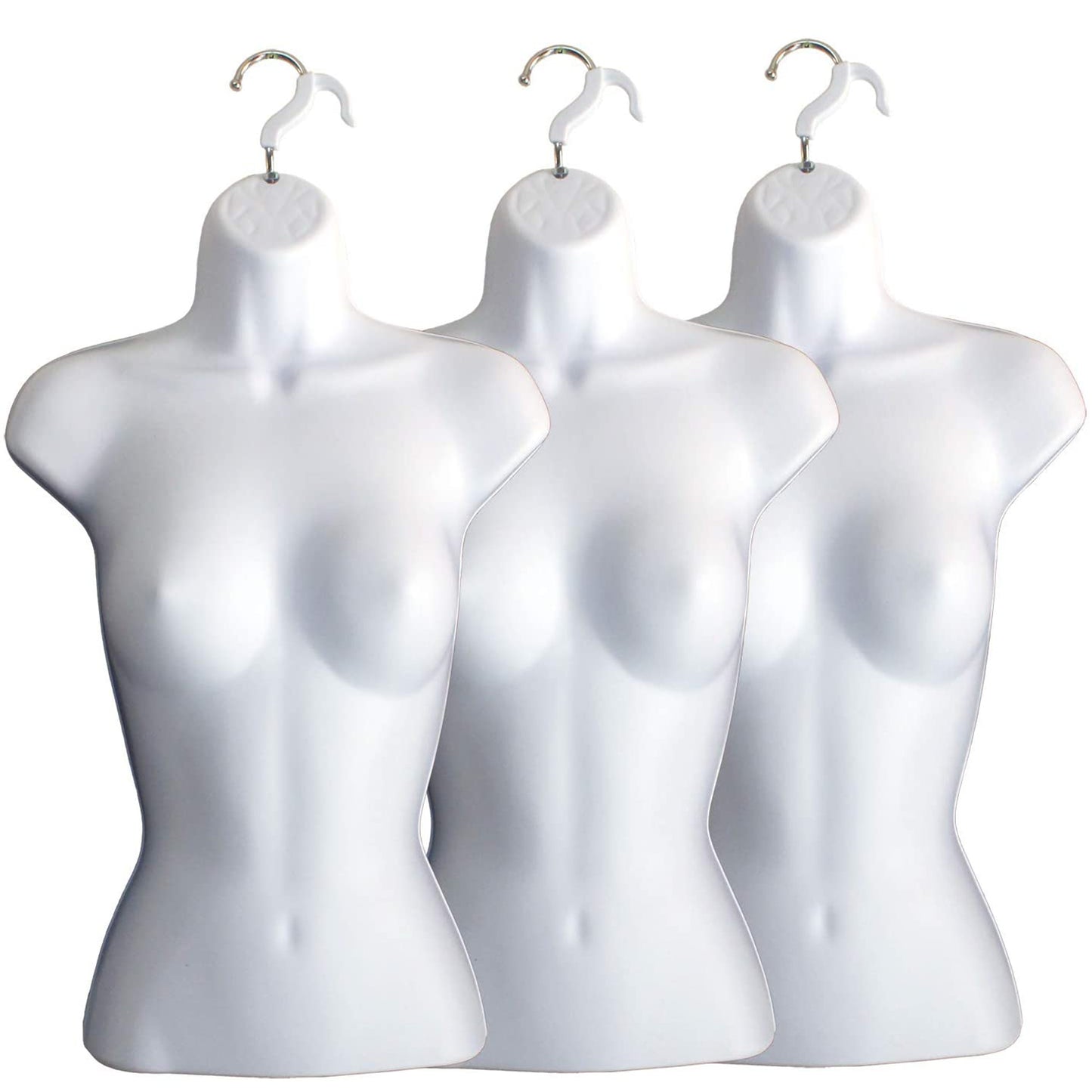 White Female Hollow Back Mannequin Torso Set & Hanging Hook, S-M Sizes