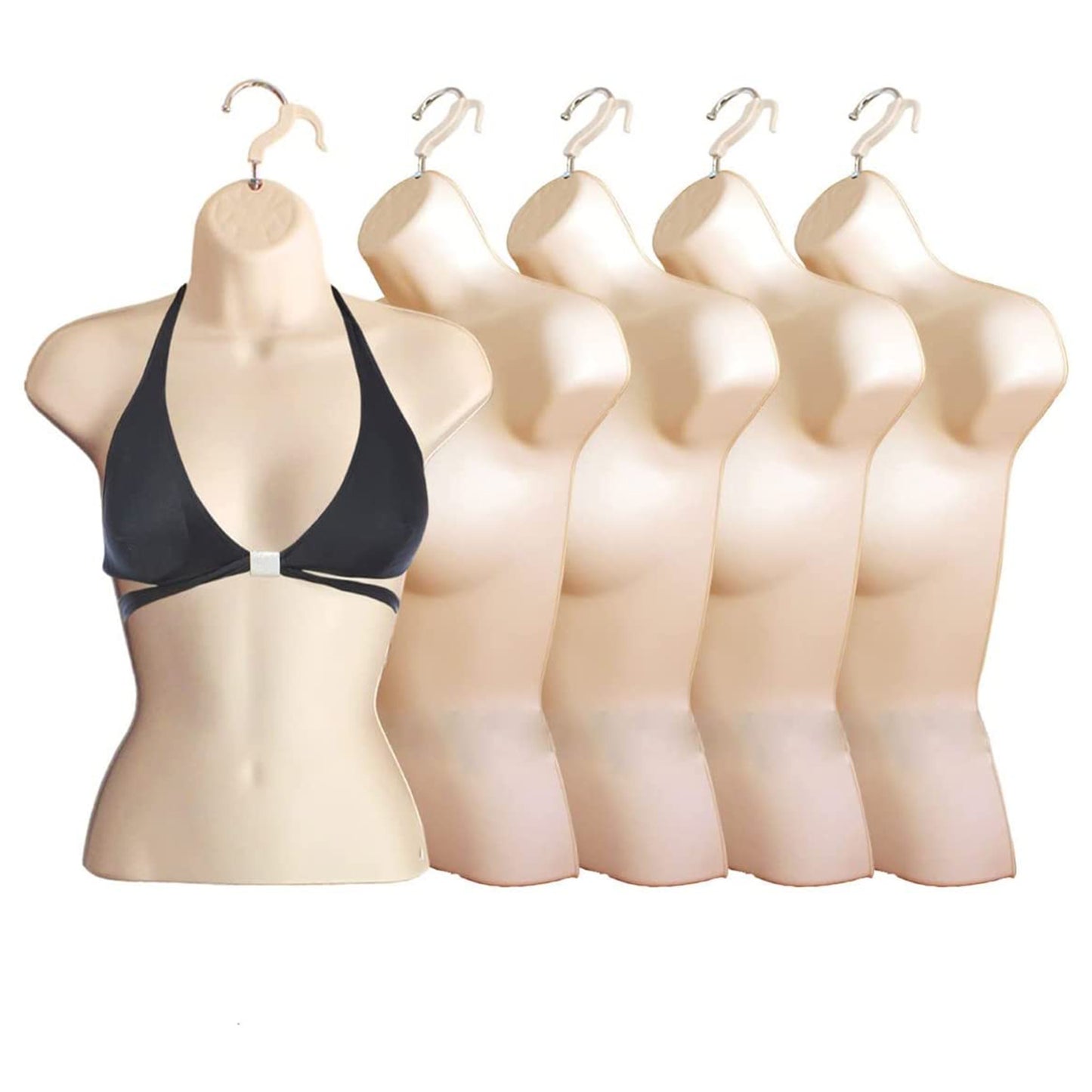 Flesh Female Hollow Back Mannequin Torso Set & Hanging Hook, S-M Sizes