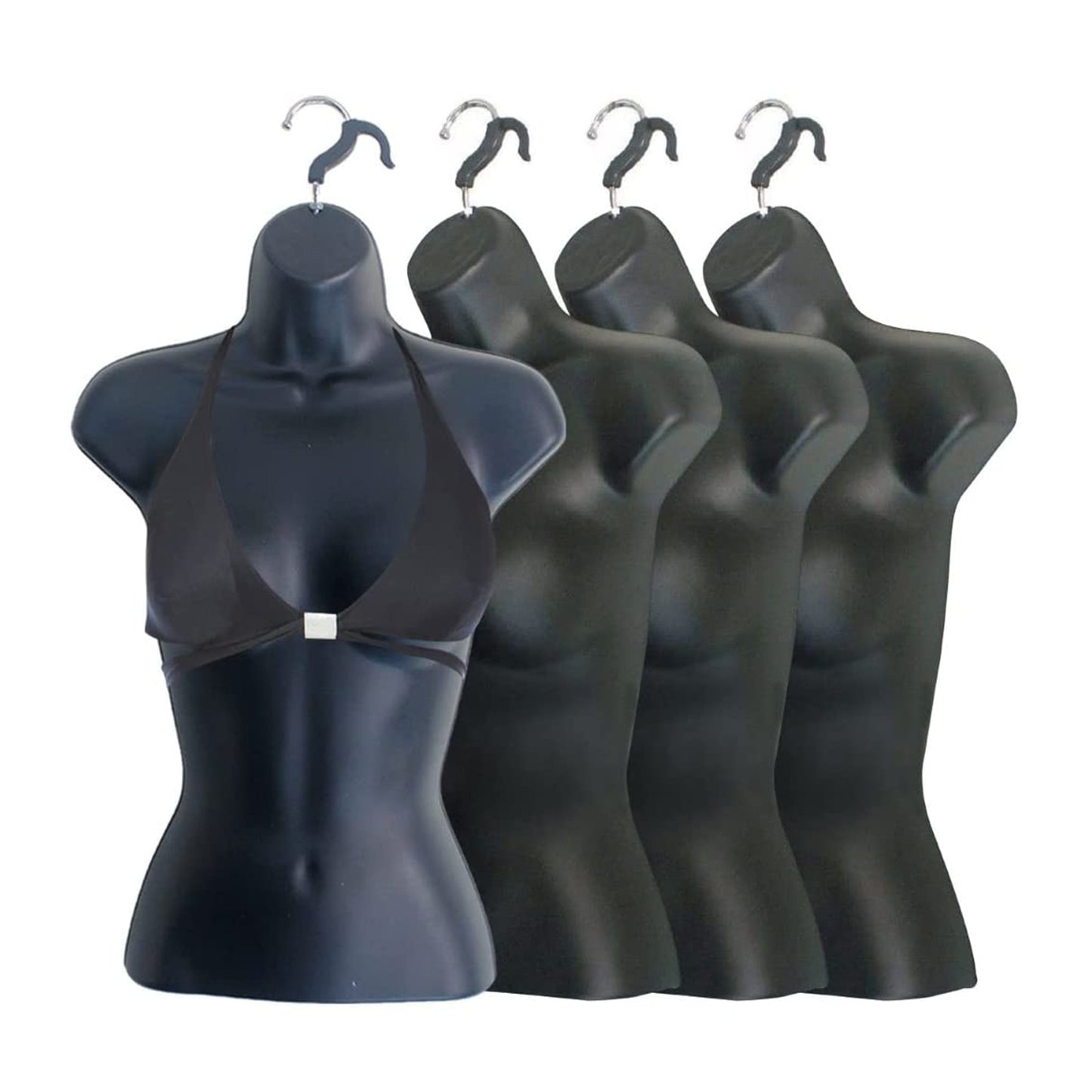 DisplayTown Mannequin Form Black Female Torso (Hard Plastic/Waist Long) with Hook for Hanging