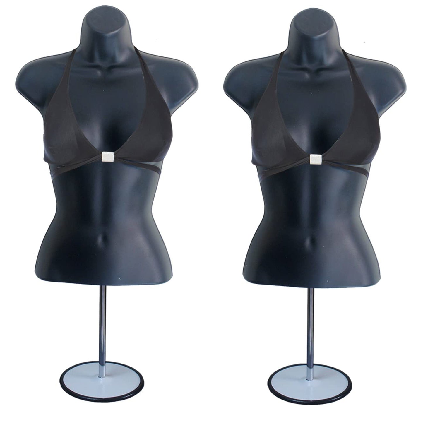 The Competitive Store Torso Female W/Metal Base Body Mannequin Form 19" To 38" Height (Waist Long) For S-M Sizes - Black