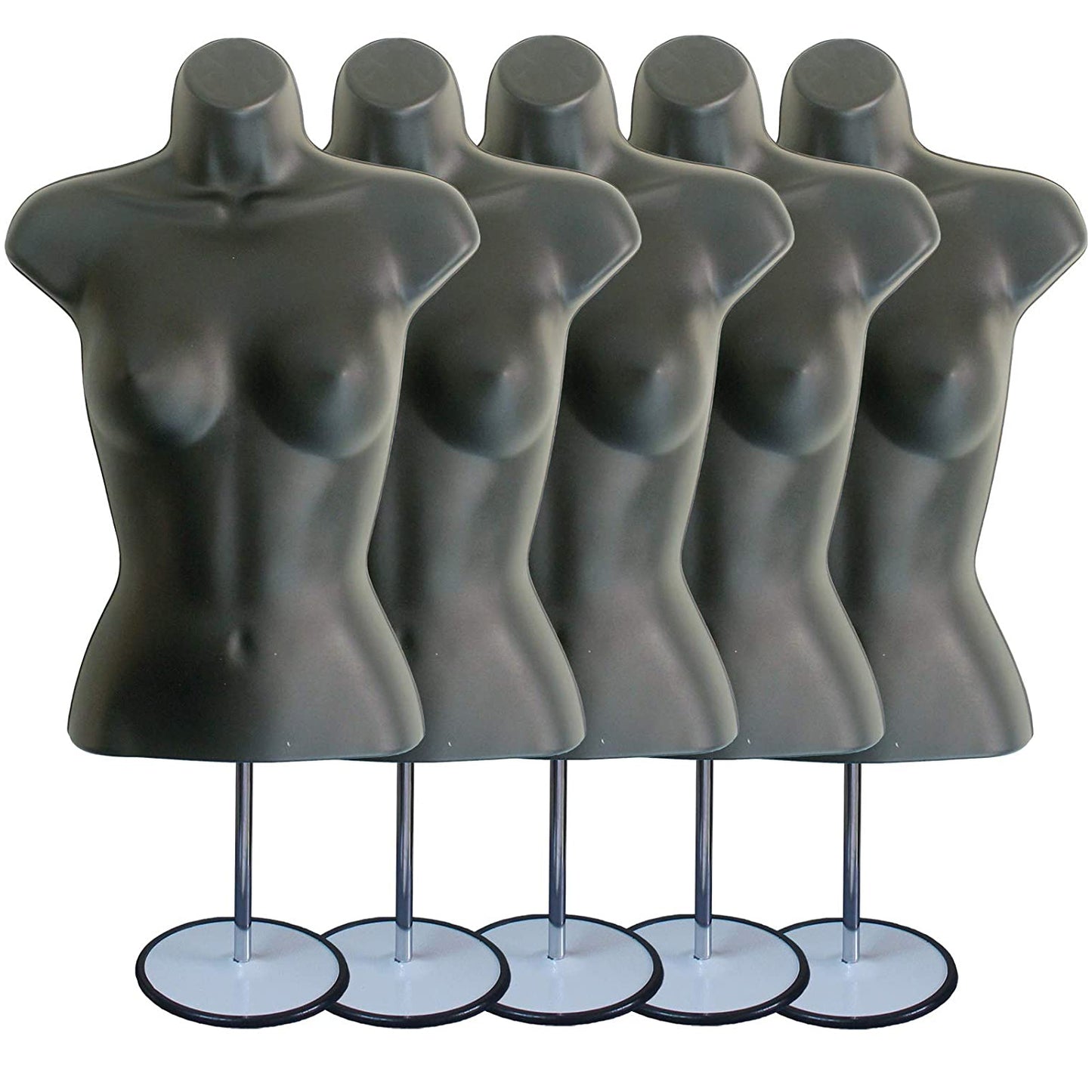 The Competitive Store Torso Female W/Metal Base Body Mannequin Form 19" To 38" Height (Waist Long) For S-M Sizes - Black